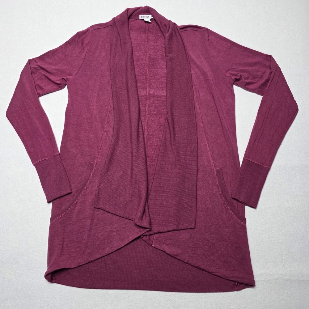 Athleta Women's Open Front Wrap Cardigan Size Small Burgundy Long Sleeve